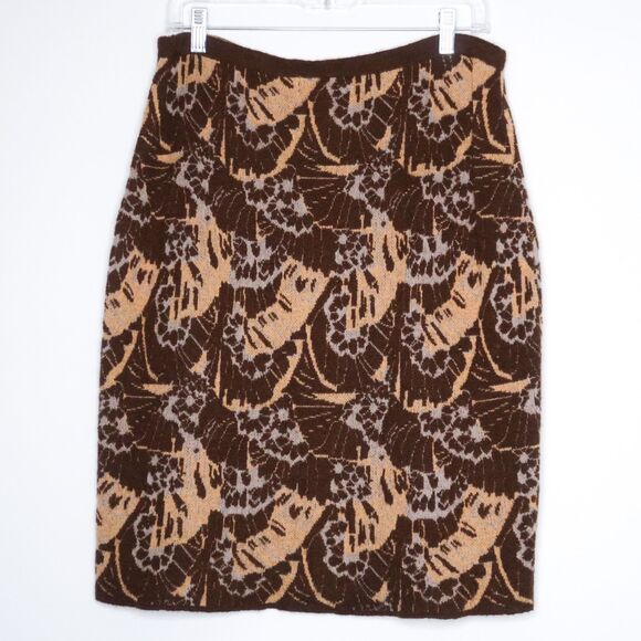 Anthropologie Sparrow Womens Pencil Skirt Size Medium Brown Jacquard 70s Boho - Picture 3 of 6